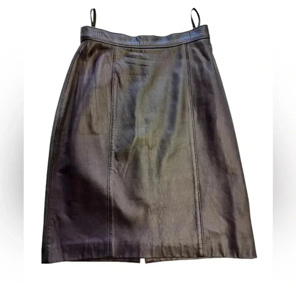the olde Hide House Vintage 100% Leather  Eggplant Mini Skirt Size 10 - Picture 7 of 10